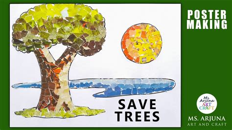 easy paper collage tree poster  save trees poster