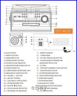 Jensen AM-FM Radio 3-Speed Turntable-CD-Cassette-Record Player Stereo ... 