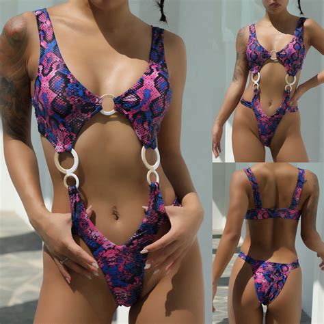 Uorcsa Swim Sexy Netting Ring Serpentine Brazilian Swimwear Bikini Set