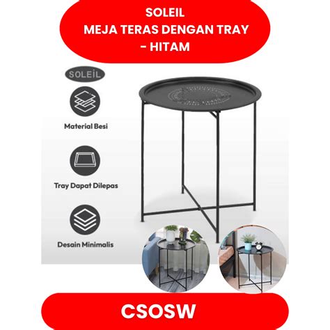 Jual Soleil Meja Teras Dengan Tray Hitam Meja Luar Ruangan Garden