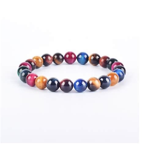 Bracelets En Pierres Naturelles Fix Tiger Eye Mm Beads Cm Inch