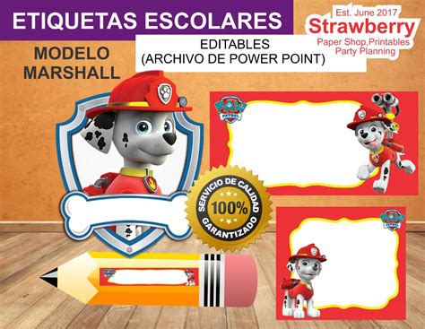 Etiquetas Escolares Editable Patrulla Canina Paw Patrol Mr 1550 En