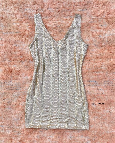 Champagne Scalloped Sequin Nude Dress Women S Fashion Dresses Sets