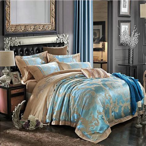 Green Jacquard Home Textile Bedding Set Luxury 4pcs Embroidered Satin