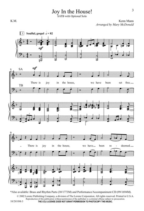 Joy in the House by Kenn Mann - 4-Part - Digital Sheet Music | Sheet ...