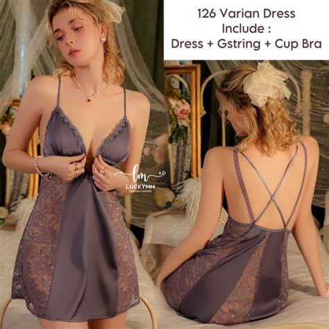 Jual Luckymm Sleepwear Lingerie Dress Satin Premium Baju Tidur Sexy