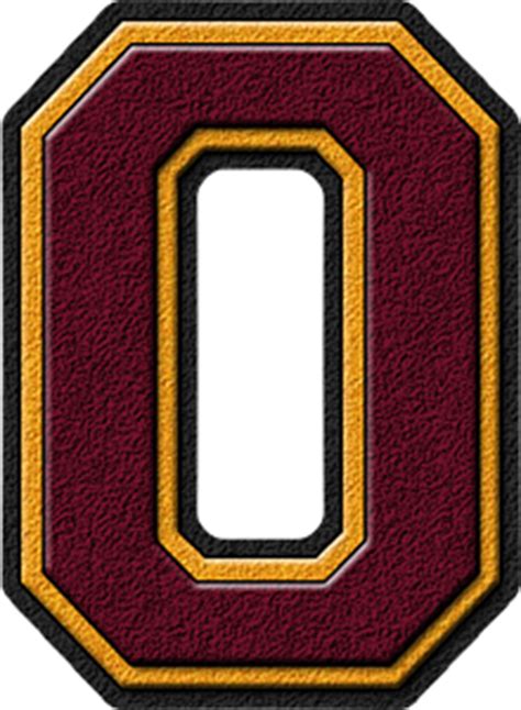 Presentation Alphabets Maroon Gold Varsity Numeral