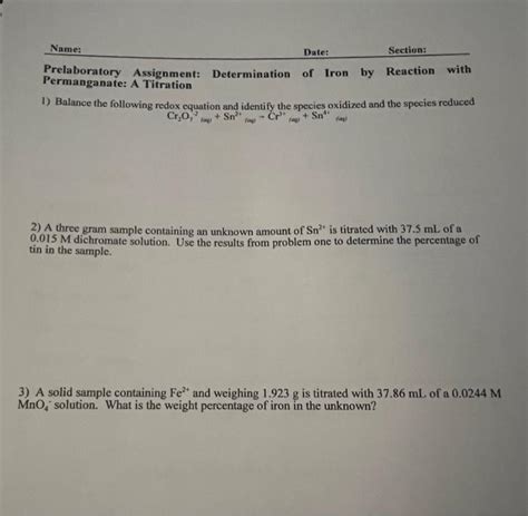 Solved Name Date Section Prelaboratory Assignment Chegg