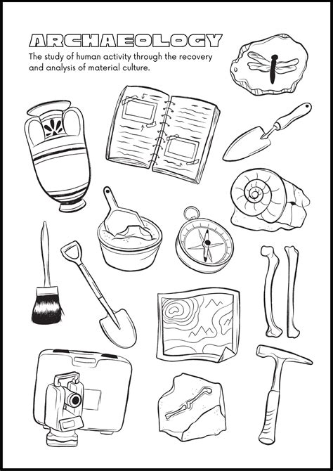 Archaeology Coloring Activity Worksheet