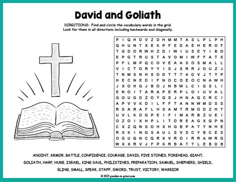 David And Goliath Word Search