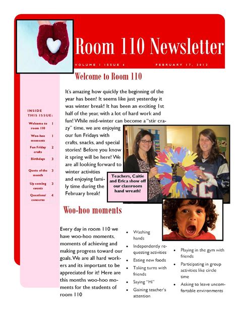 Classroom Newsletter: February Newsletter