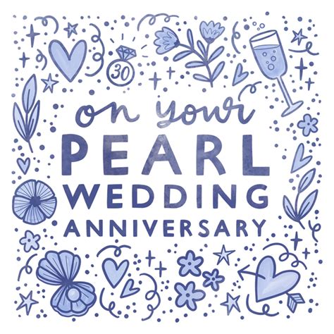 Flowers And Hearts Pearl Wedding Anniversary Card – Boomf