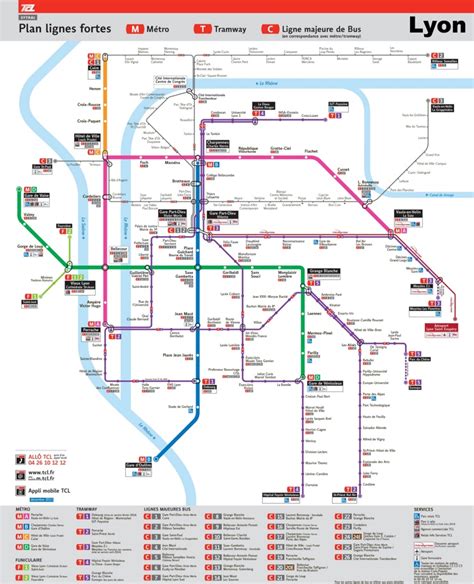 Lyon transport map - Ontheworldmap.com