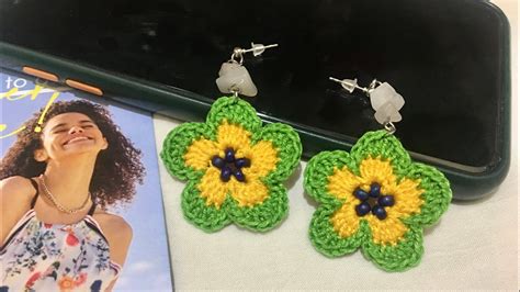 DIY Crochet 2 Color Flower Earrings By Crafty Camille YouTube