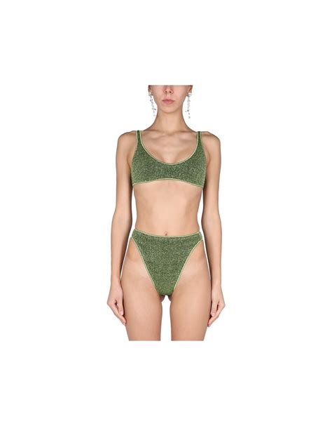 Oseree 90s Lurex Lumière Bikini Green Editorialist