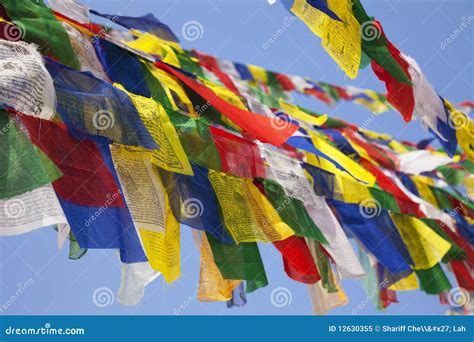 Buddhist Religious Flag At Boudhanath Nepal Stock Image Image Of