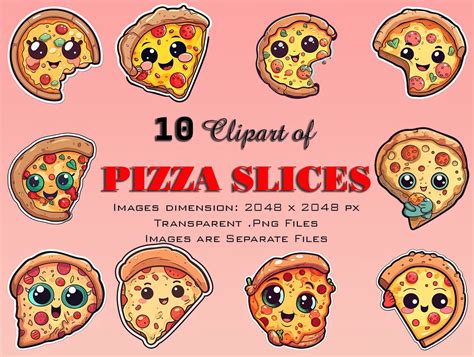 10 PIZZA SLICES CLIPART With Transparent Background - Etsy