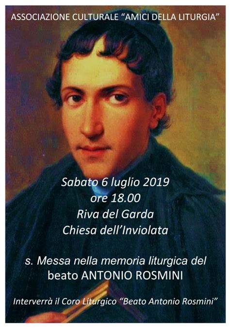 Memoria Liturgica Del Beato Antonio Rosmini Liturgia Culmen Et Fons