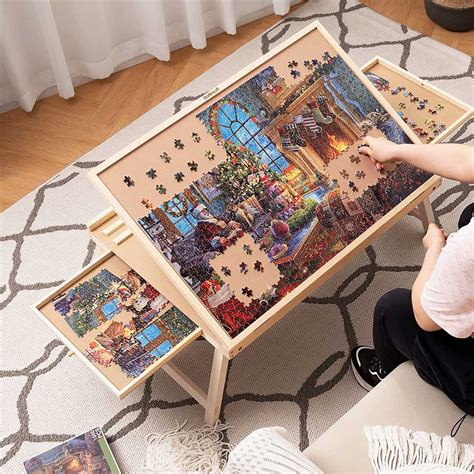 Jigsaw Puzzle Table with Folding Legs&2 Drawers for Puzzles Up to 1000 Pieces – jigsawdepot