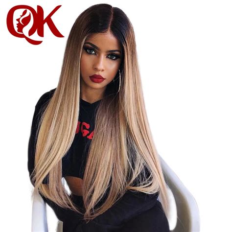 Queenking Hair Brazilian Remy Ombre Blonde Lemi Color Wig Density