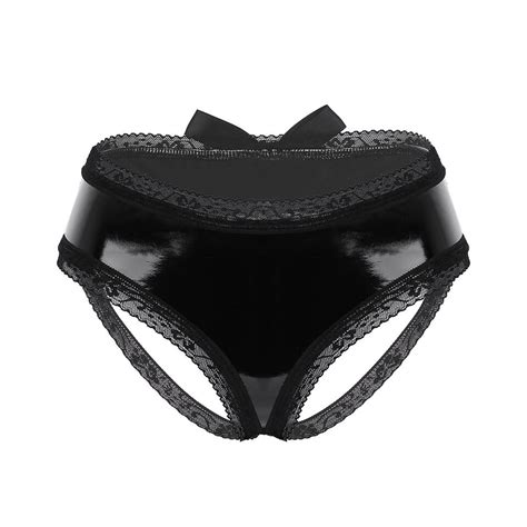 Women Lingerie Wet Look PVC High Cut Front Zippered Briefs Underwear Brief Panty EBay
