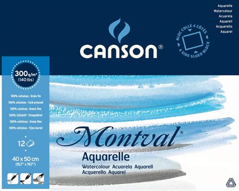 Canson Montval Bloc Feuilles Papier Aquarelle Grain Fin X