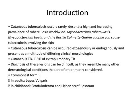 Cutaneous Tuberculosis Skin Tb Ppt