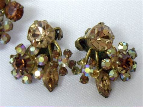 Vintage Austria Crystal Rhinestone Brooch Pin Earring Demi Set Etsy