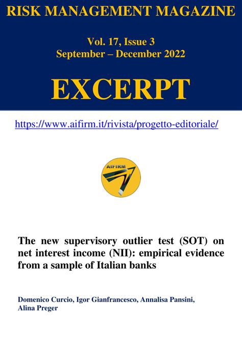 Pdf The New Supervisory Outlier Test Sot On Net Interest Income