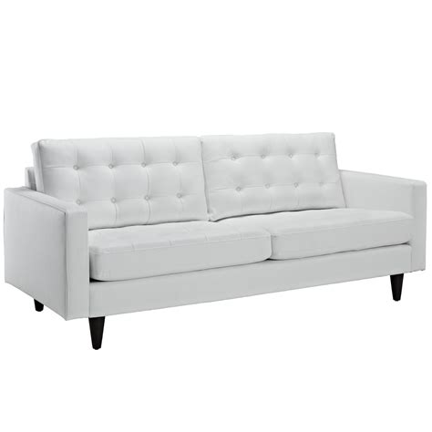 Modern Contemporary Living Room Leather Sofa White - Walmart.com