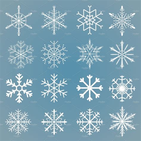 Vector Snowflakes Set Snowflakes Drawing Snowflake Drawing Easy