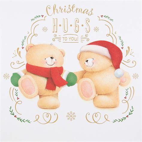 Two Teddy Bears Wearing Christmas Hats And Scarves