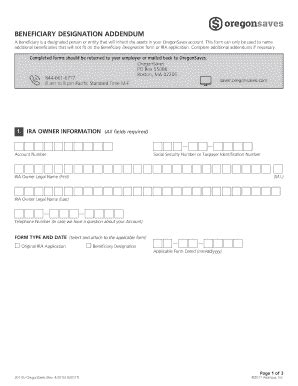 Fillable Online BENEFICIARY DESIGNATION ADDENDUM Fax Email Print