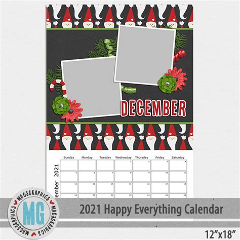 2021 12x18 Happy Everything Calendar Template | Digital Art