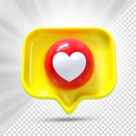 Emoji de Comentário Coração Vermelho e Amarelo Elemento 3D para