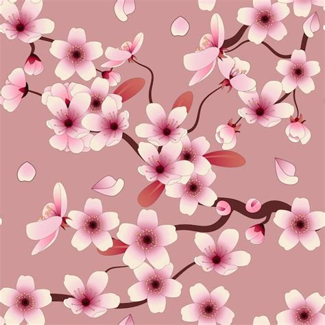 Premium Vector Japanese Flower Sakura Seamless Pattern