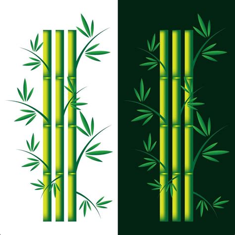 Set Of Handdrawn Green Bamboo Plant On Green And White Background Realistic Detailed Bamboo