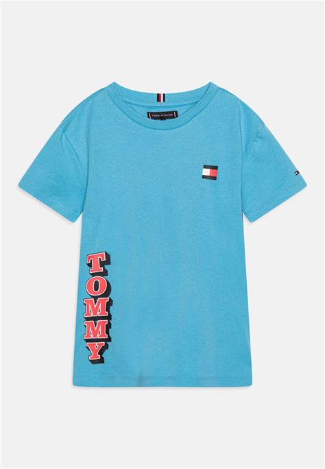 Tommy Hilfiger Fun Logo Tee Print T Shirt Skysail Light Blue