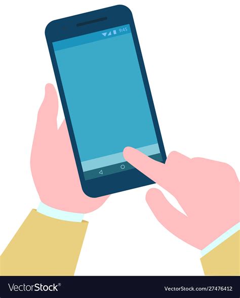 Person Holding Smartphone In Hands Cell Phone Vector Image