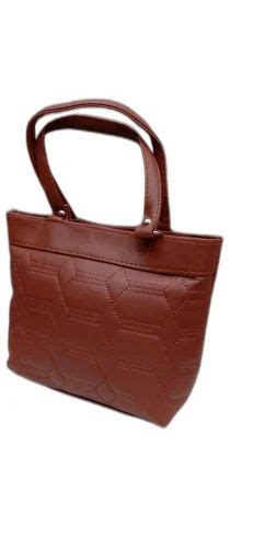 Plain Handbags Brown Ladies Leather Handbag 130 Gram Size 17 Inch