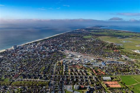 Westerland von oben Ortsansicht an der Meeres Küste in Westerland auf