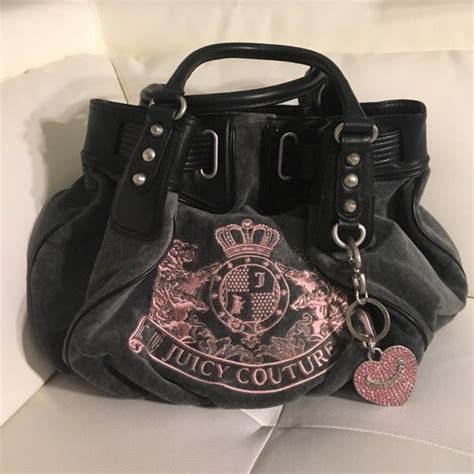 SOLD Hard To Find Grey Suede Pink Juicy Bag Juicy Couture Bags