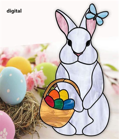 Easter Stained Glass Pattern Rabbit Crealandia Stained Glass Lamps Stained Glass Panels