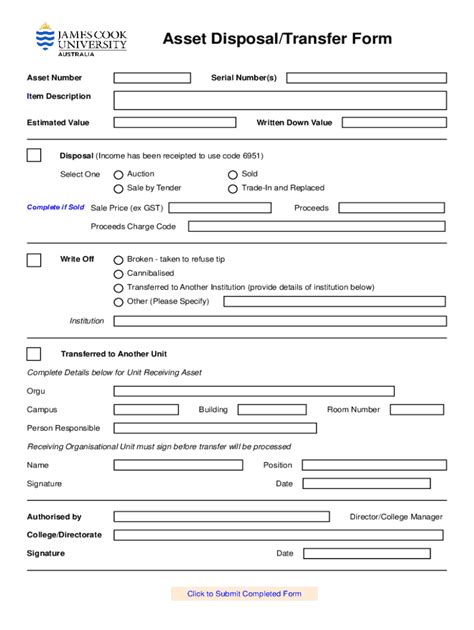 Fillable Online Fixed Asset Transfer Disposal Or Sale Form Pdf Fax