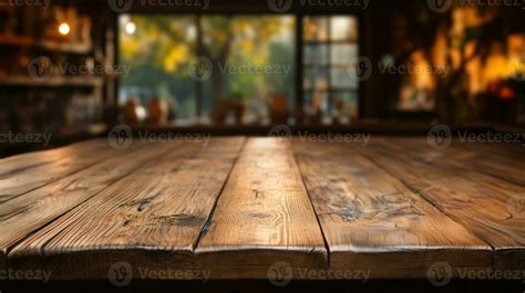 Natural Oak Wooden Table Mockup - Front View of Empty Blank Wood Table ...