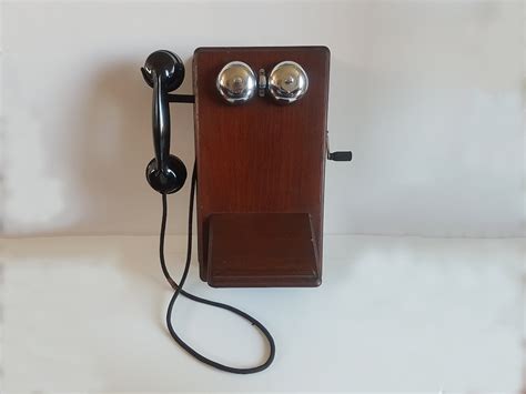 Vintage Wooden Wall Hanging Telephone 1930s Stromberg Carlson Mine