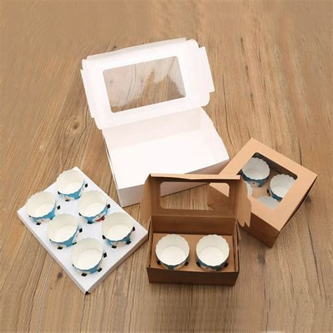 Hongchun White Paper Bakery Boxes 10pack Pastry Boxes With Window For Cookies Chocolate