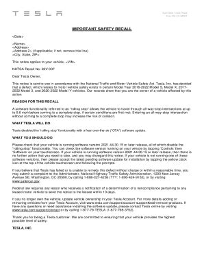 Fillable Online 22v 037 IMPORTANT SAFETY RECALL Fax Email Print