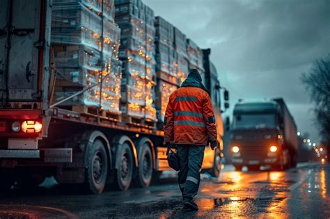 Operazioni Di Camion E Logistica Al Tramonto Foto Gratis