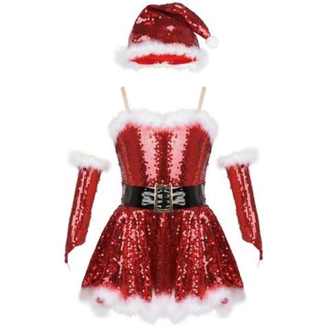 Inlzdz Robe Noël Fille Enfant Robe Princesse Paillette Déguisement Noël